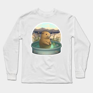 Capybara Spa Day: Soaking Up the Sun and Water Long Sleeve T-Shirt